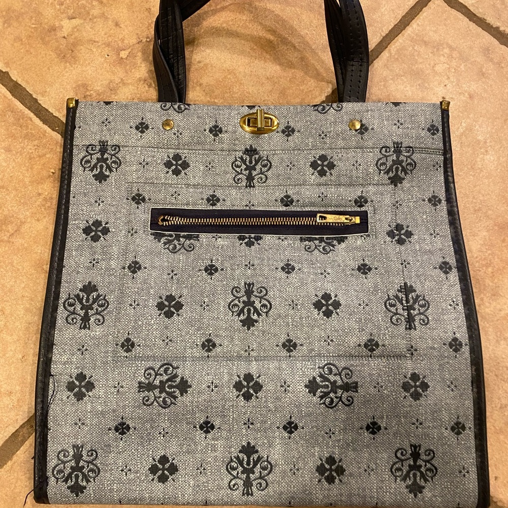 Vintage Navy and Black Tote Bag